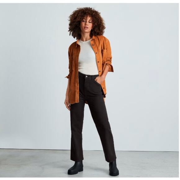 Everlane Denim - Everlane Moleskin Pants Black High Rise Straight Organic Cotton Size 4 NWT